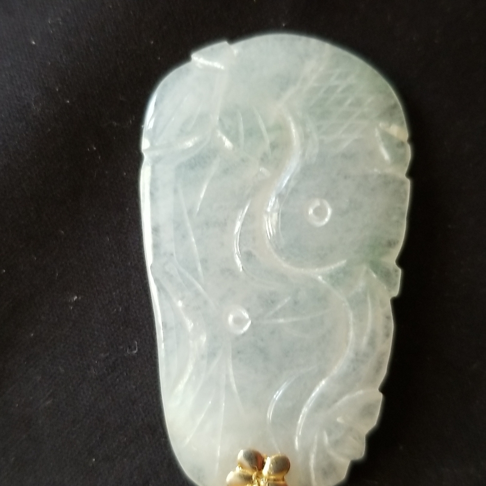 Vintage Jade Cat & Fish Pendant